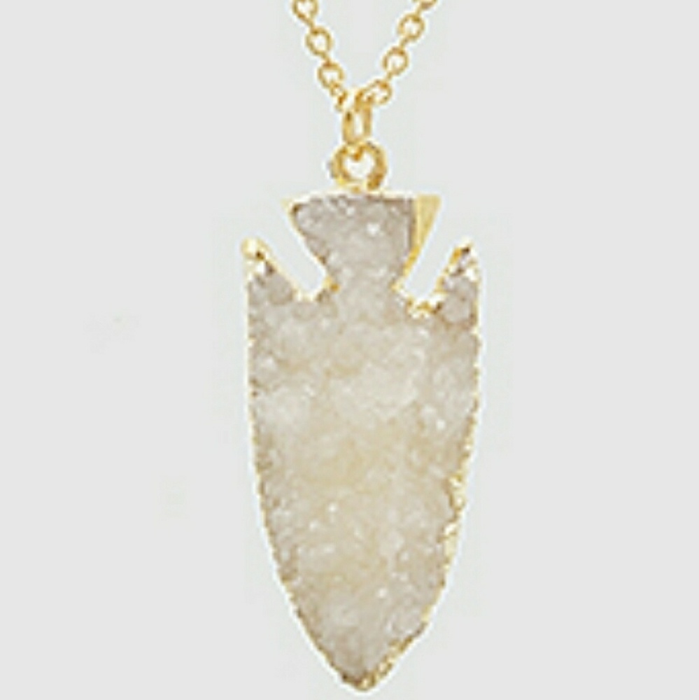 White Stone Arrowhead Necklace - Picture 1 of 1